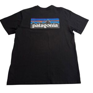 Black Patagonia Logo Tee T-Shirt Casual Athletic Active Men’s Casual Outdoors